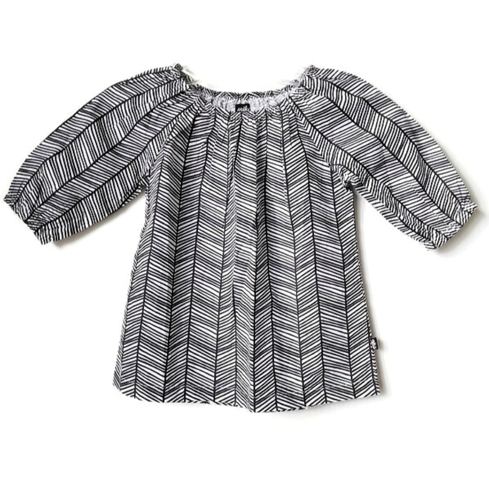 Girls Miki B Black White Striped Top Size 6